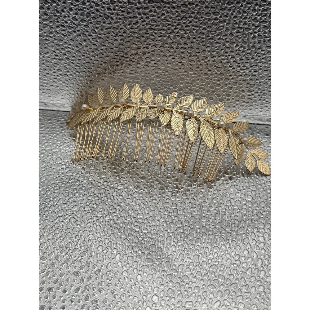 Gold Leaf Wedding Headpiece Greek Goddess Bridal Comb Golden Leaf Athena Vtg